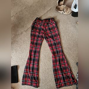 Red Plain Flare Leggings